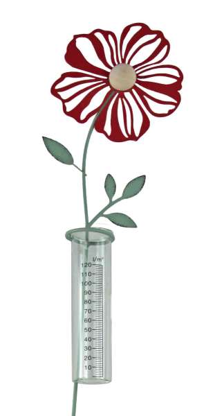 Dekorativer Regenmesser „Rote Blume“ – Ein farbenfroher Blickfang für Ihren Garten