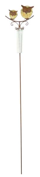 Niedlicher Regenmesser Eulenpaar ca. 125 cm - Gartendekoration