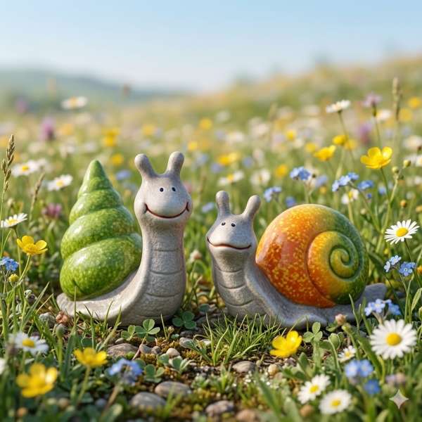 2er Set Niedliches Schneckenpaar Hedwig & Hugo ca. 10 cm - Dekofigur