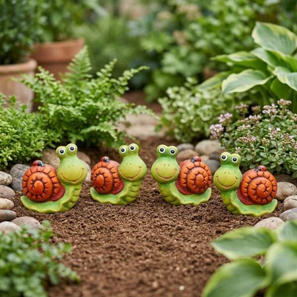 Fröhliches Schnecken-Quartett für Ihren Gartenparadies!