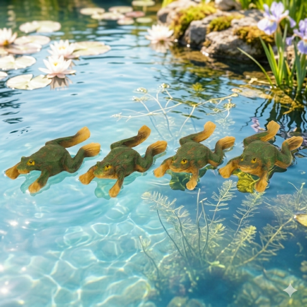 4er Set Goldiges Schwimmtier Frosch klein ca. 2,5 cm - Teichdekoration