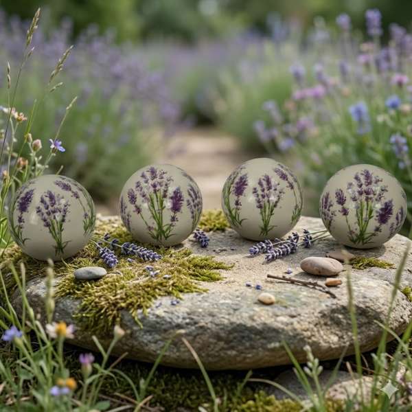 4er Set Wundervolle Dekokugel Lavendel mittel ca. 8 cm - Teichdekoration