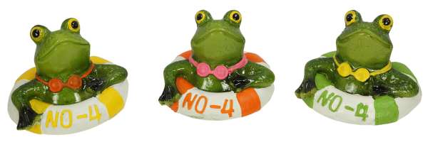 3er Set Lustiges Schwimmtier Frosch im Reifen ca. 8 cm - Teichdekoration