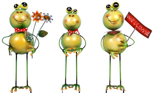 Lustige Gartenfigur Frosch Franz "welcome" ca. 42 cm - Gartendekoration