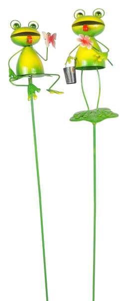 Schöner Gartenstecker Frosch mit Blume ca. 84 cm - Gartendekoration
