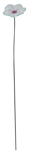 Zauberhafter Gartenstecker Glasblume weiß mit lila Rand - ca. 100 cm - Gartendekoration
