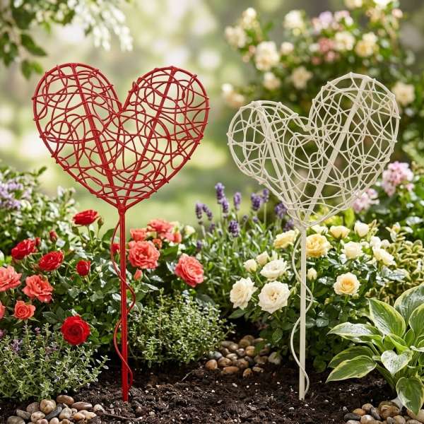 2er Set Schöne Gartenstecker Herzen ca. 55 cm - Gartendekoration