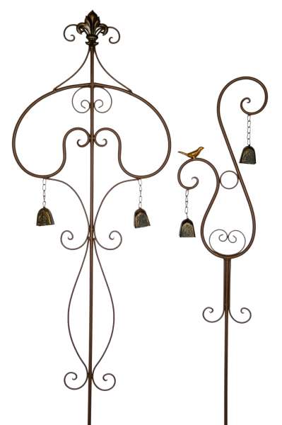 Bezaubernder Gartenstecker Navia mit zwei Glocken ca. 140 cm - Gartendekoration