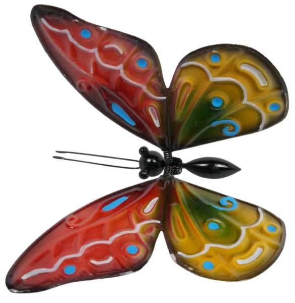 3er Set Farbenfrohe Gartenstecker Schmetterlinge Achat ca. 55 cm - Gartendekoration