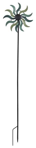 Windrad Blume aus Metall –pastell grün Bewegte Gartenkunst mit Farbspiel