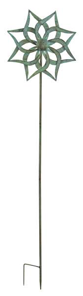 Charmantes Windrad mit antik grünem Rotor ca. 132 cm - Gartendekoration